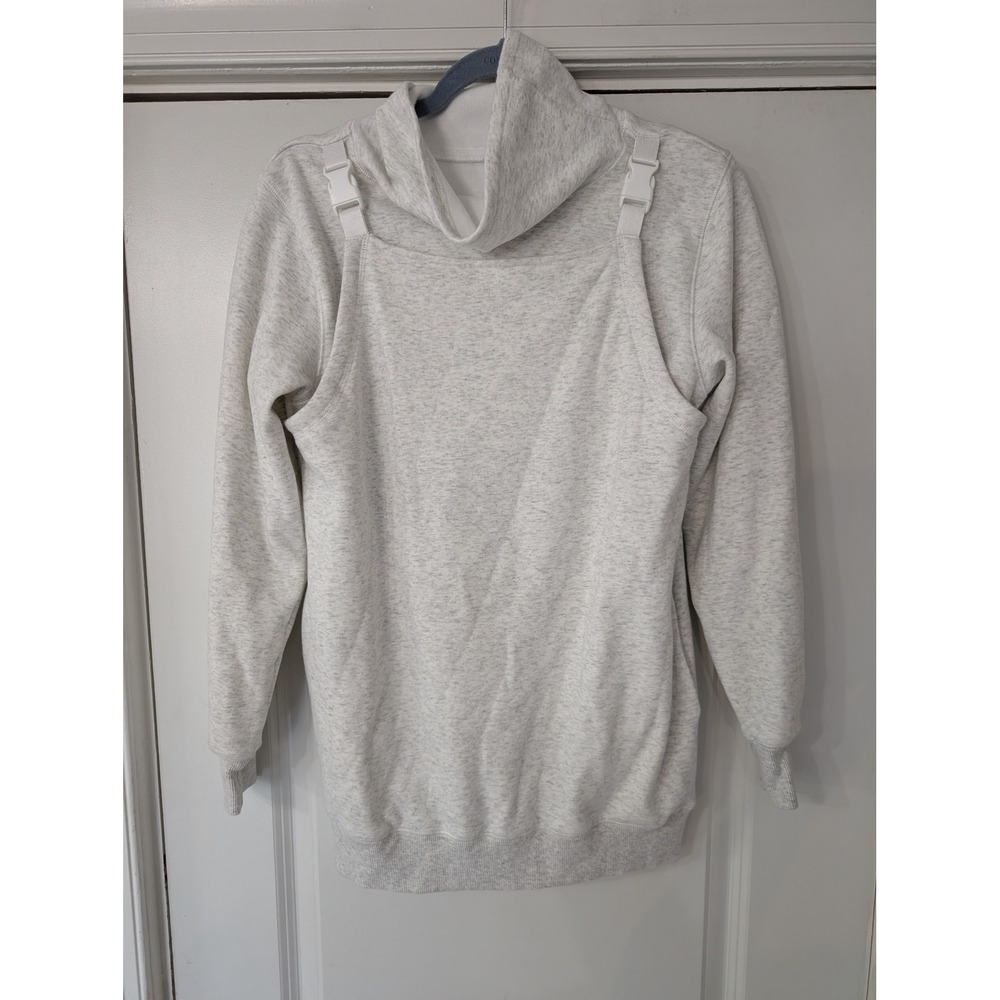 Latched Mama Women XXS Gray Heather Cowl Neck Nursing Sweatshirt Buckle Access